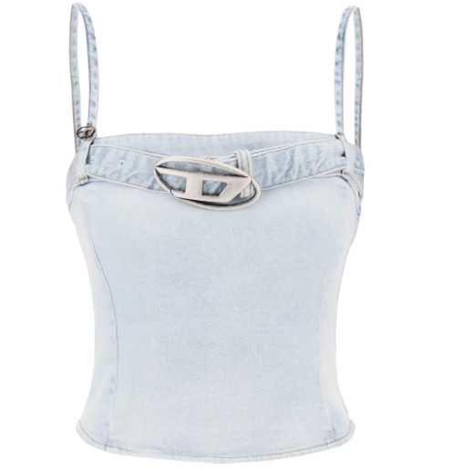 Diesel de-lucy denim cropped top