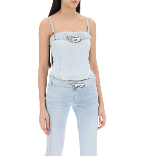 Diesel de-lucy denim cropped top