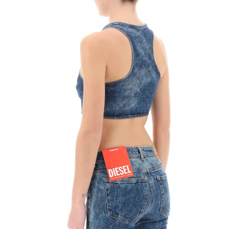 Diesel denim crop top with jewel buckle