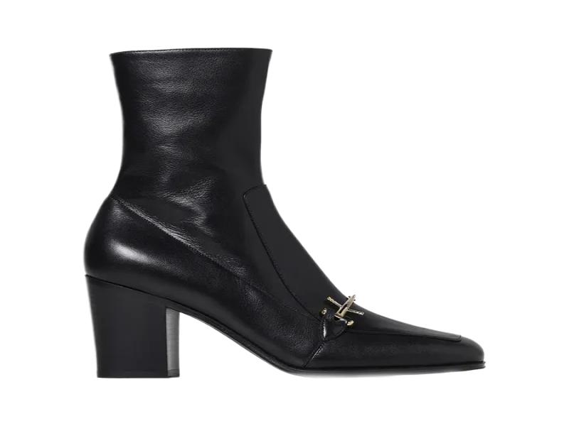 22FW SMOOTH LEATHER ANKLE BOOTS BLACK