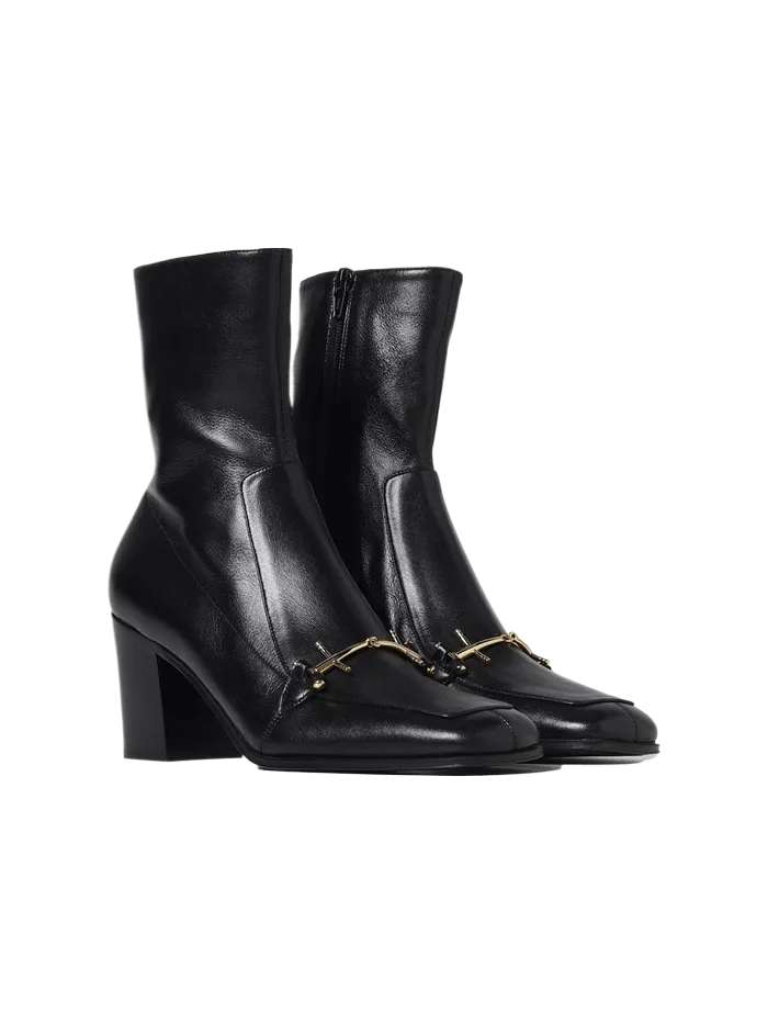 22FW SMOOTH LEATHER ANKLE BOOTS BLACK