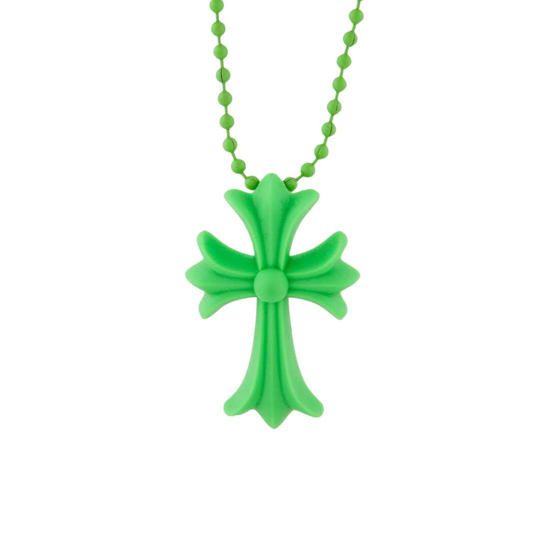 Chrome Hearts Silichrome CH Cross Pendant Green