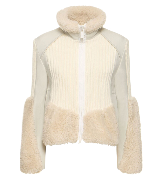 Shearling knit panel mix jacket