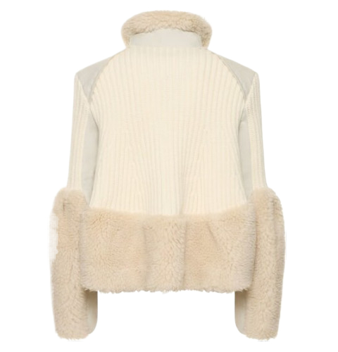 Shearling knit panel mix jacket