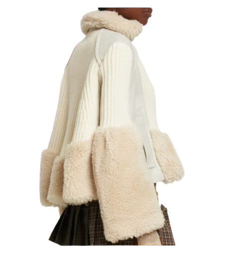 Shearling knit panel mix jacket