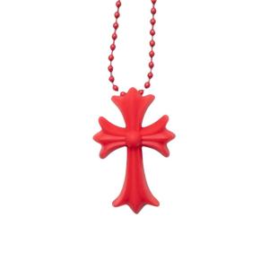 Chrome Hearts Silichrome CH Cross Pendant Red