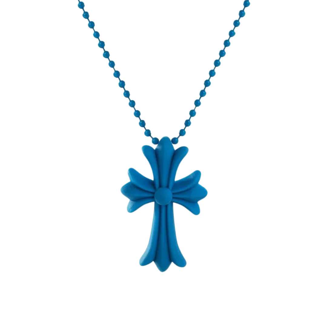 Chrome Hearts Silichrome CH Cross Pendant Blue