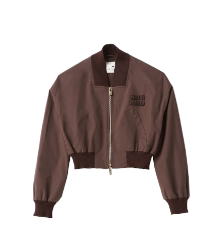 Panama cotton logo cropped bomber jacket