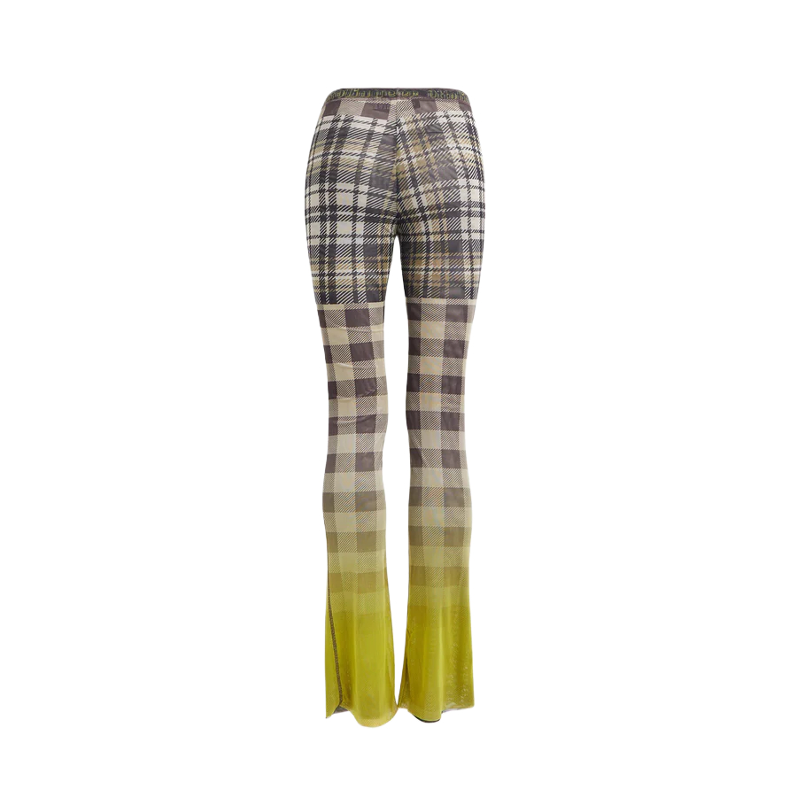 Plaid check mesh pants