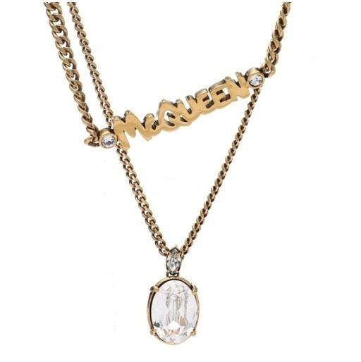 Women's McQueen Graffiti Chain Necklace in Gold