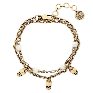 Pearl Skull Chain Bracelet