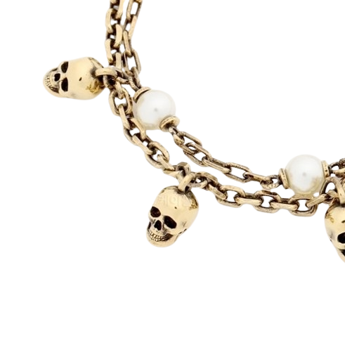 Pearl Skull Chain Bracelet