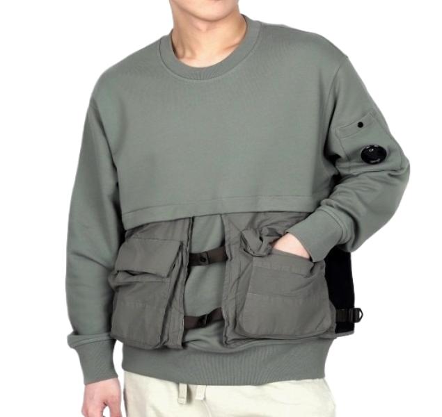 Diagonal Raised Fleece Mixed Detachable Sweatshirt