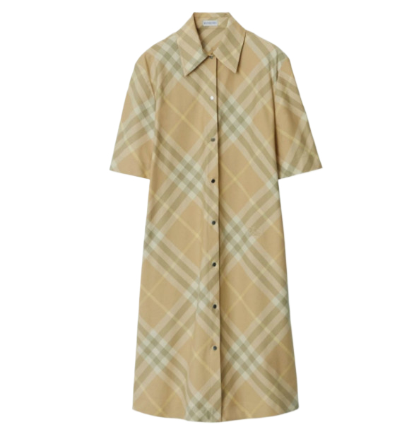 Checked cotton shirt dress