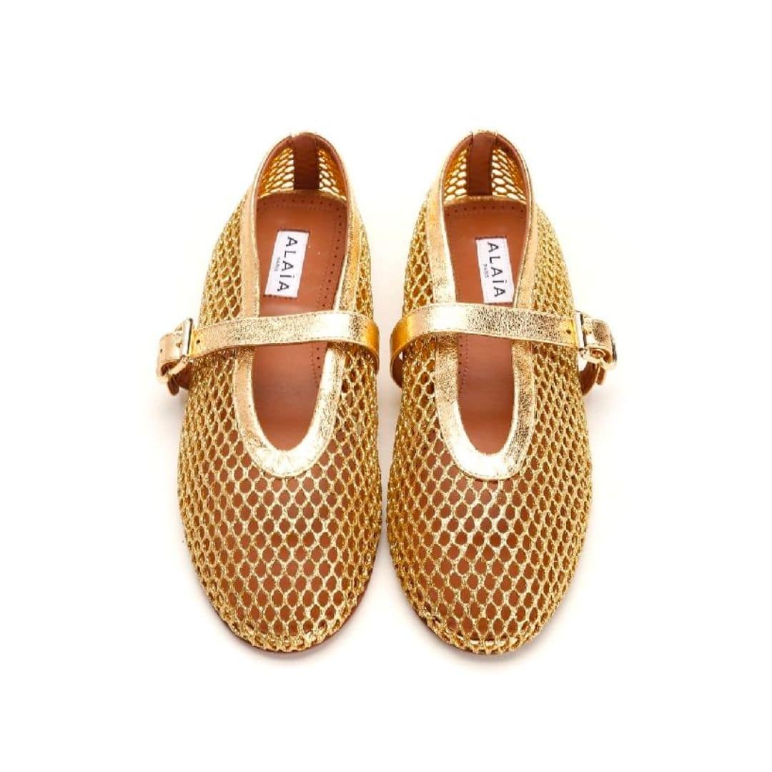 ALAIA Strap mesh flat shoes