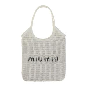 MIU MIU Logo-print raffia tote bag