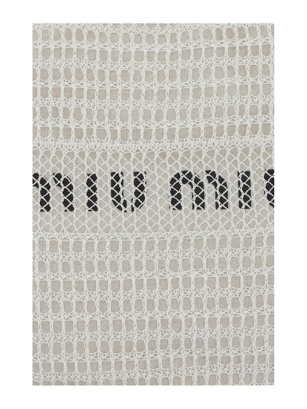 MIU MIU Logo-print raffia tote bag