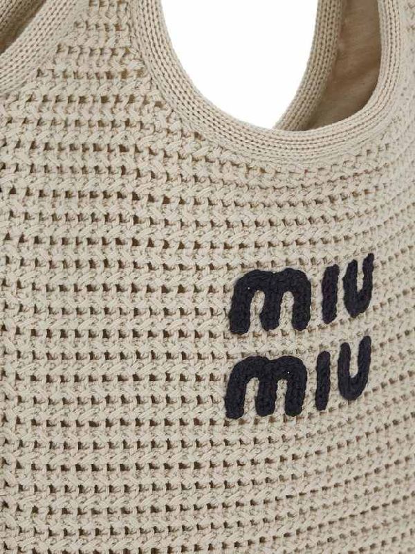 MIU MIU logo embroidered crochet tote bag