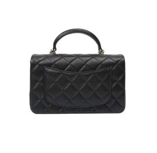 Chanel Mini Flap Bag with Top Handle Lambskin & Gold Black