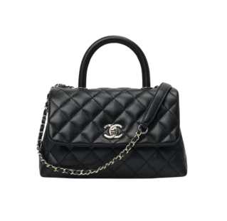 Chanel Small Flap Bag with Top Handle Grained Calfskin & Gold Black