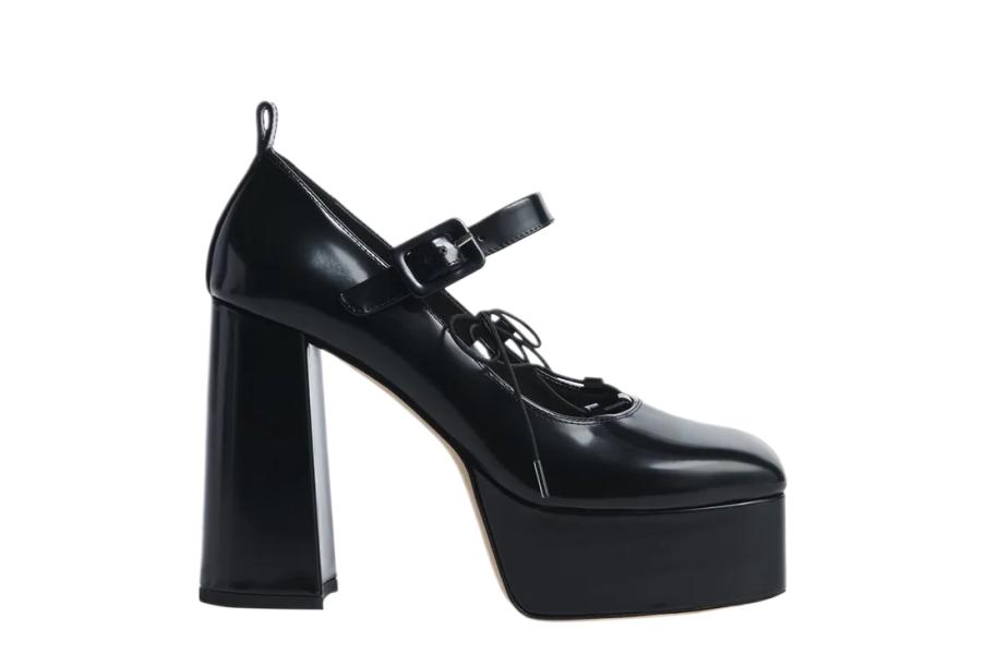 Heart toe leather platform pump heels