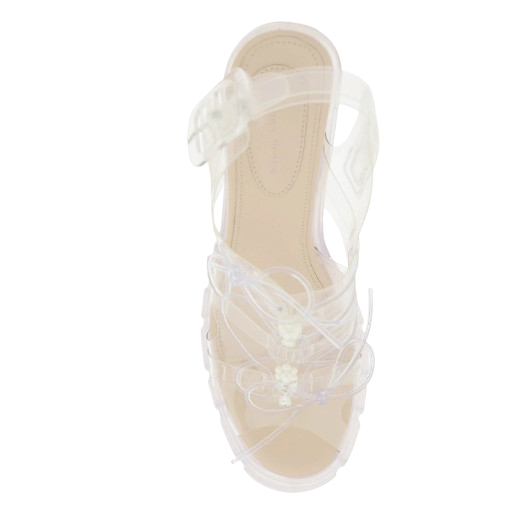 Jelly track lace-up sandal heels