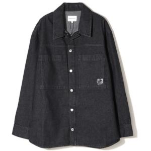 Foxhead patch black washed denim workwear overshirt