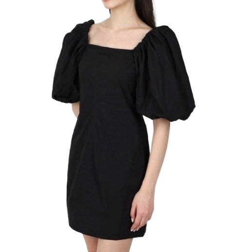 Cotton poplin puff sleeve mini dress