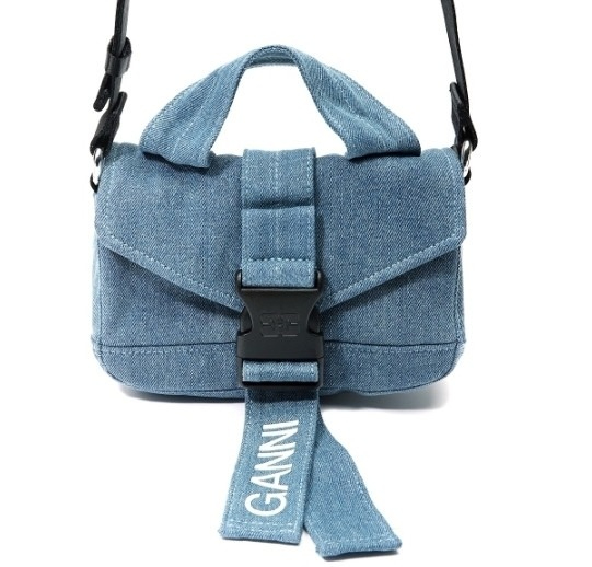 Denim logo shoulder bag