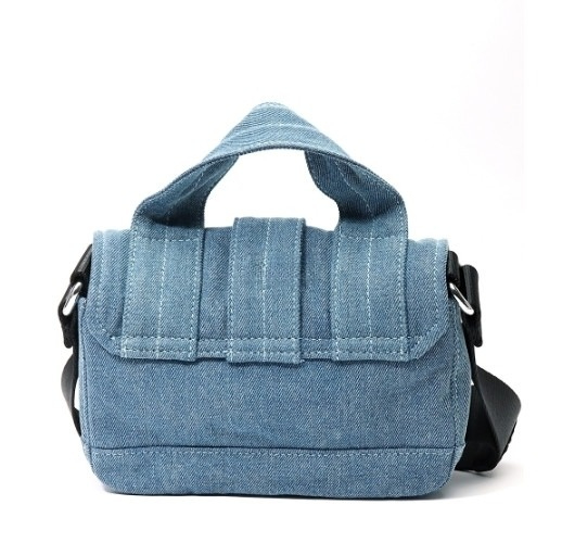 Denim logo shoulder bag