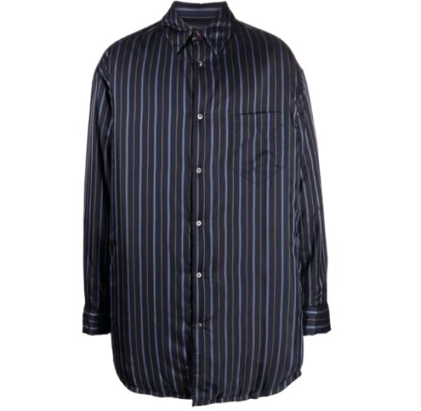 23FW PADDED STRIPED SHIRT NAVY STRIPE