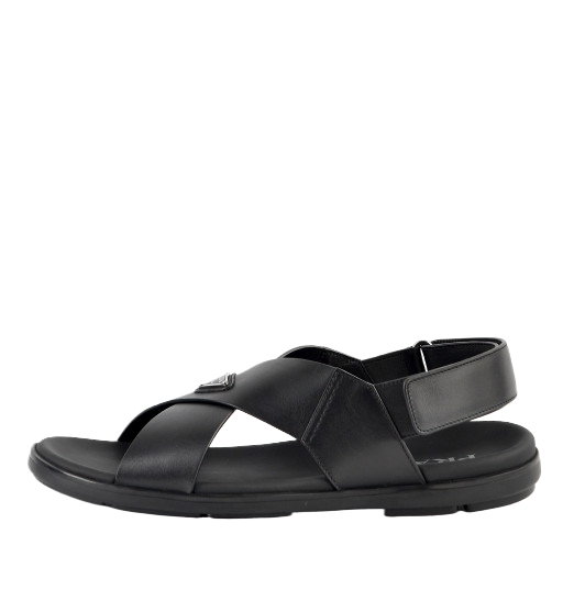 Black leather sandals