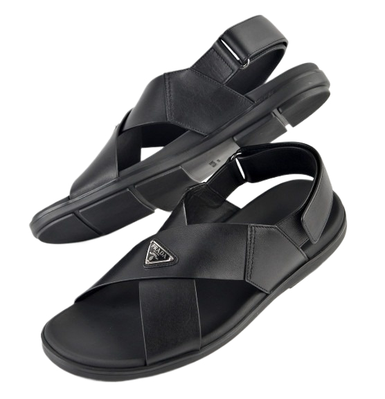 Black leather sandals