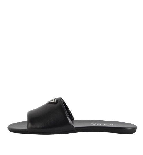 Logo leather slide