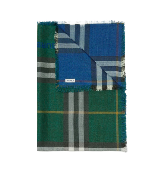 Reversible Check Wool Silk Scarf