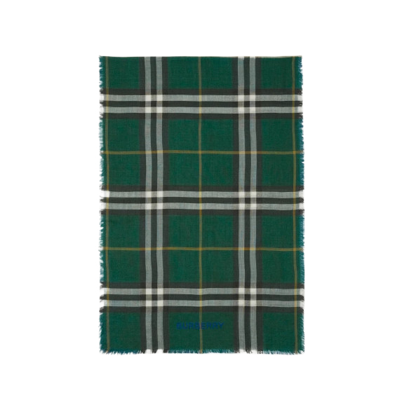 Reversible Check Wool Silk Scarf