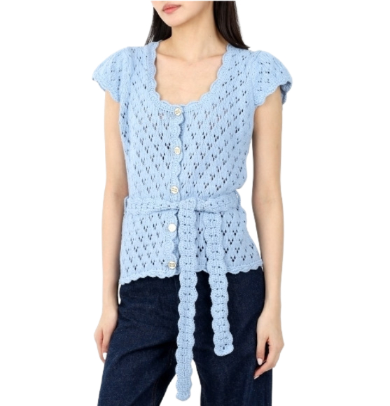 Cotton lace short sleeve cardigan