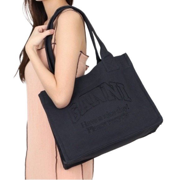 Dark gray large canvas tote bag