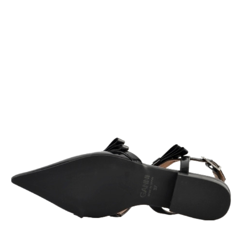 Black multi-bow pointy cut-out ballerina shoes