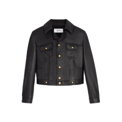 Blouson cropped leather jacket