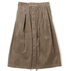Tuck Skirt B - Khaki Cotton 4.5W Corduroy