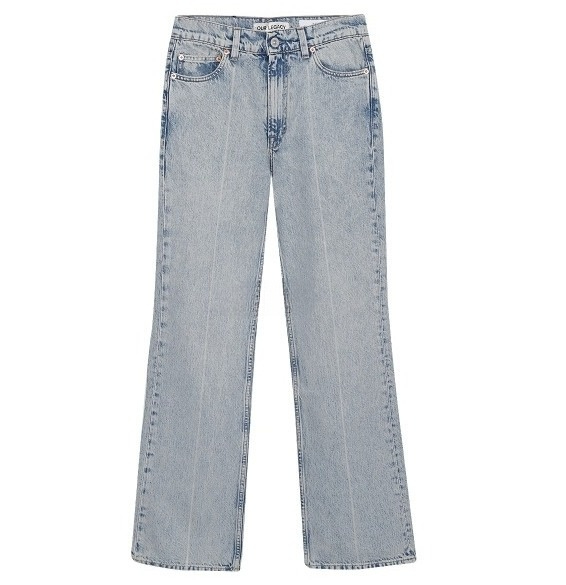 70S cut bleached crease denim