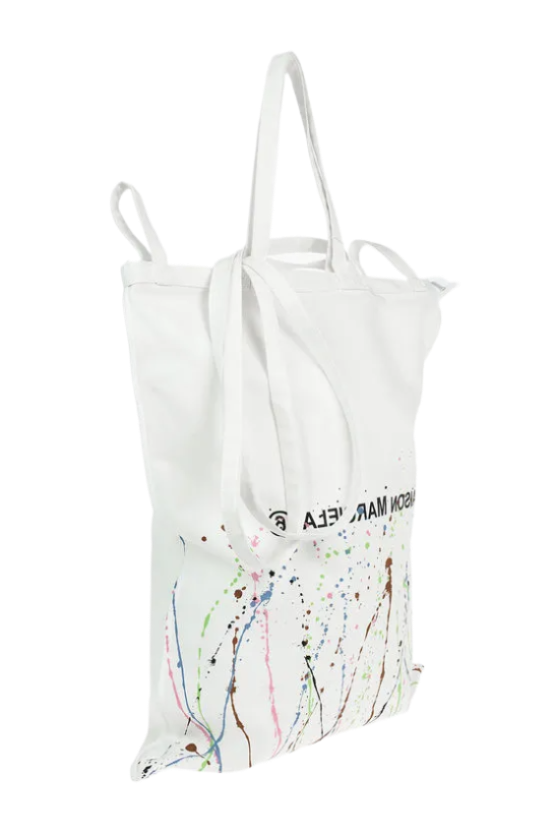 Canvas Maxi Tote Bag in PAINT-SPLATTER Print with Logo