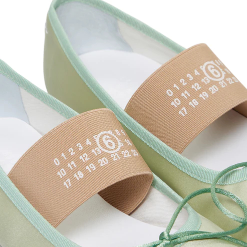 Number logo band ballerina shoes green