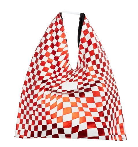 Distorted Check Printing Classic Poly Japanese Bag