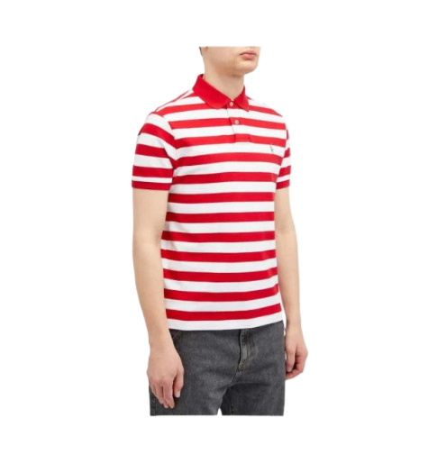 Pony logo embroidered striped polo shirt