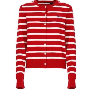 Pony logo embroidered striped cardigan