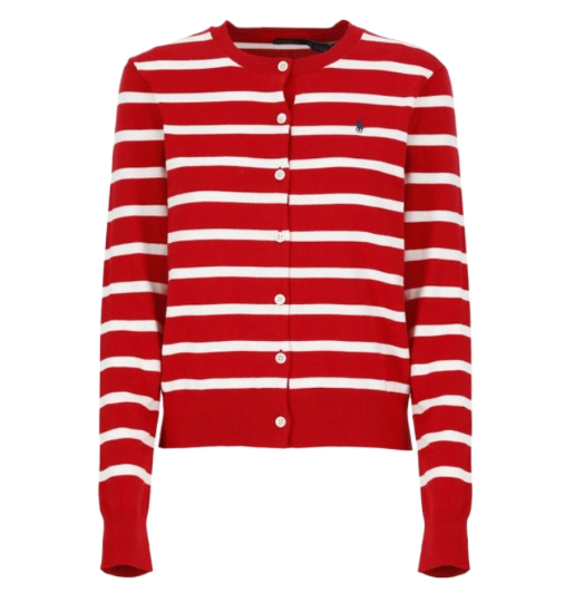 Pony logo embroidered striped cardigan