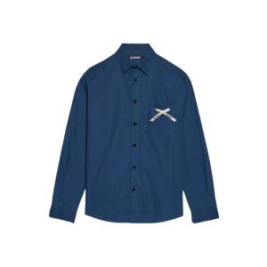 Jacquemus La Chemise Simon Bow Logo Shirt Dark Navy