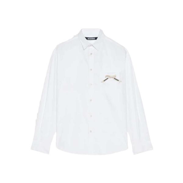 Jacquemus La Chemise Simon Bow Logo Shirt White